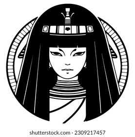 Cleopatra, la reina del antiguo Egipto, vector ícono, tierno dibujo.