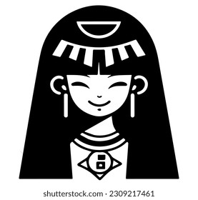 Cleopatra, la reina del antiguo Egipto, vector ícono, tierno dibujo.