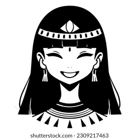 Cleopatra, la reina del antiguo Egipto, vector ícono, tierno dibujo.