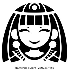 Cleopatra, la reina del antiguo Egipto, vector ícono, tierno dibujo.