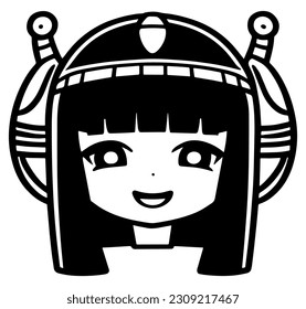 Cleopatra, la reina del antiguo Egipto, vector ícono, tierno dibujo.