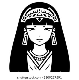 Cleopatra, la reina del antiguo Egipto, vector ícono, tierno dibujo.