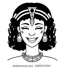 Cleopatra, la reina del antiguo Egipto, vector ícono, tierno dibujo.