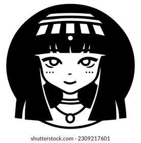 Cleopatra, la reina del antiguo Egipto, vector ícono, tierno dibujo.