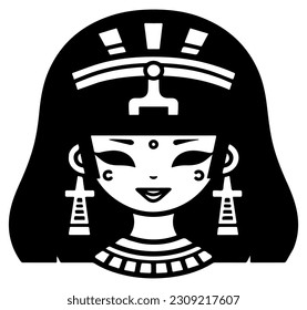 Cleopatra, la reina del antiguo Egipto, vector ícono, tierno dibujo.