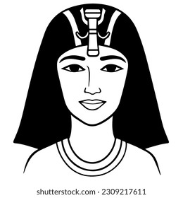 Cleopatra, la reina del antiguo Egipto, vector ícono, tierno dibujo.