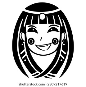 Cleopatra, la reina del antiguo Egipto, vector ícono, tierno dibujo.