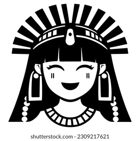 Cleopatra, la reina del antiguo Egipto, vector ícono, tierno dibujo.