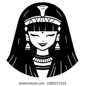 Cleopatra, la reina del antiguo Egipto, vector ícono, tierno dibujo.