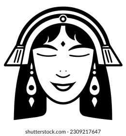 Cleopatra, la reina del antiguo Egipto, vector ícono, tierno dibujo.