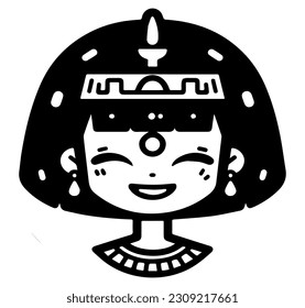 Cleopatra, la reina del antiguo Egipto, vector ícono, tierno dibujo.