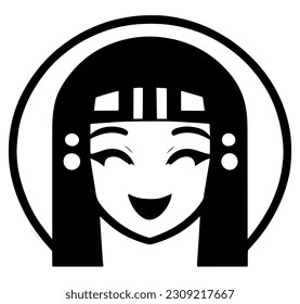 Cleopatra, la reina del antiguo Egipto, vector ícono, tierno dibujo.