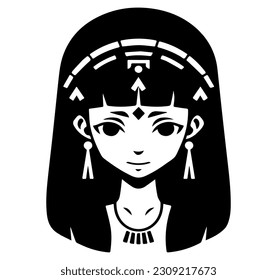 Cleopatra, la reina del antiguo Egipto, vector ícono, tierno dibujo.