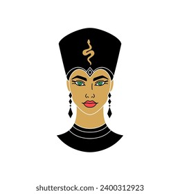 Cleopatra queen of Egypt.Line art style vector illustration.