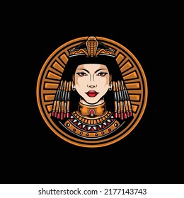 Cleopatra vector character illustration logo.