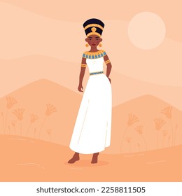 Diseño de ilustración de vector Cleopatra. Reina egipcia.