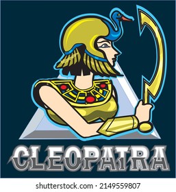 Cleopatra woman esport logo, female or girl mascot team - Vector