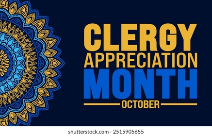 Clergy Appreciation Monat Hintergrund oder Banner Design-Vorlage wird jedes Jahr im Oktober beobachtet. Urlaubskonzept. Vorlage für Karte, Poster, Plakat, Vorlage. 10 EPS