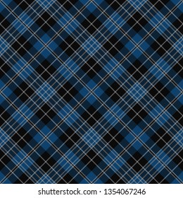 Clergy Blue Tartan. Tartan imitation for prints on fabric and clothing, interior decoration, Scottish-style websites. Diagonal cell.  Seamless pattern. Frequent weave 