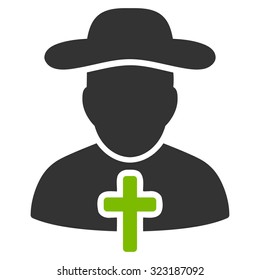 Cleric vector icon. Style is bicolor flat symbol, eco green and gray colors, rounded angles, white background.