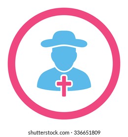 Cleric vector icon. Style is bicolor flat rounded symbol, pink and blue colors, rounded angles, white background.