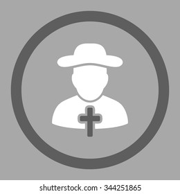 Cleric vector icon. Style is bicolor flat rounded symbol, dark gray and white colors, rounded angles, silver background.