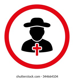 Cleric vector icon. Style is bicolor flat rounded symbol, intensive red and black colors, rounded angles, white background.