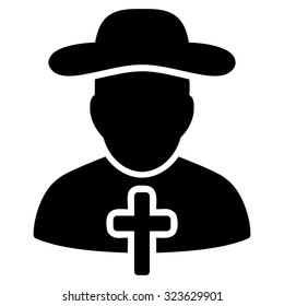 Cleric vector icon. Style is flat symbol, black color, rounded angles, white background.