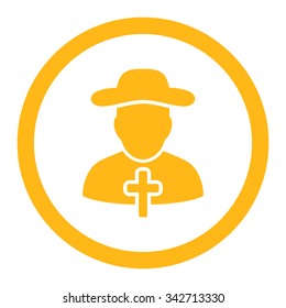 Cleric vector icon. Style is flat rounded symbol, yellow color, rounded angles, white background.