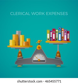 Clerical work expenses concept in flat style