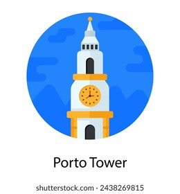 A clerigo porto tower flat rounded icon design 