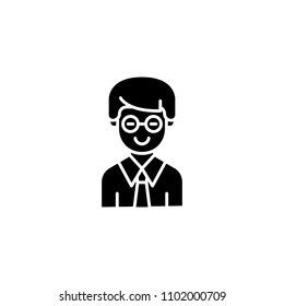 Clerk black icon concept. Clerk flat  vector symbol, sign, illustration.