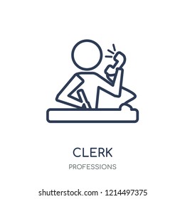 Clerk icon. Clerk linear symbol design from Professions collection. Simple outline element vector illustration on white background.