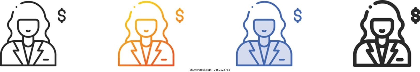 clerk icon.Thin Linear, Gradient, Blue Stroke and bold Style Design Isolated On White Background