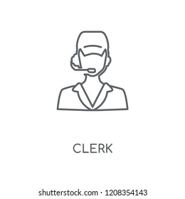 Clerk linear icon. Clerk concept stroke symbol design. Thin graphic elements vector illustration, outline pattern on a white background, eps 10.