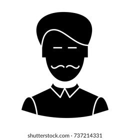 clerk with moustache  icon, vector illustration, sign on isolated background