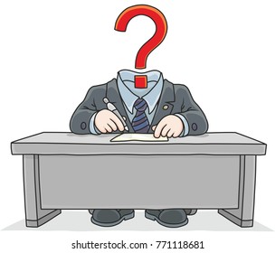 Clerk with a question instead of his head