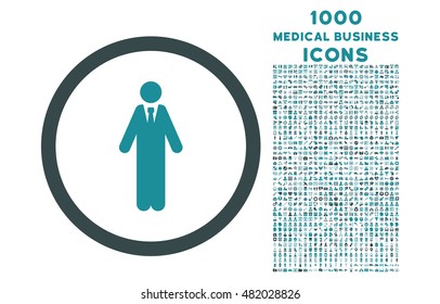 Clerk rounded vector bicolor icon with 1000 medical business icons. Set style is flat pictograms, soft blue colors, white background.