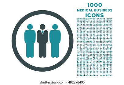 Clerk Staff rounded vector bicolor icon with 1000 medical business icons. Set style is flat pictograms, soft blue colors, white background.