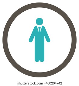 Clerk vector bicolor rounded icon. Image style is a flat icon symbol inside a circle, grey and cyan colors, white background.