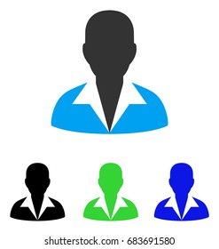 Clerk vector pictogram. Style is flat graphic clerk symbol using some color variants.
