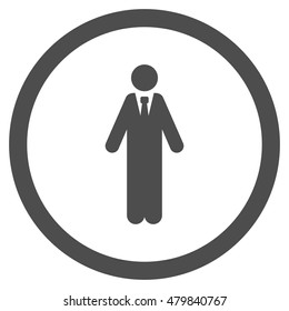 Clerk vector rounded icon. Image style is a flat icon symbol inside a circle, gray color, white background.