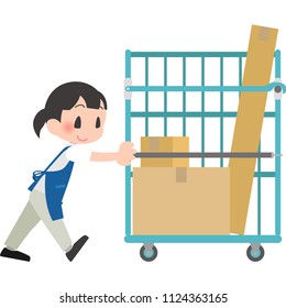 clerk who push Roll-Box-Pallet
