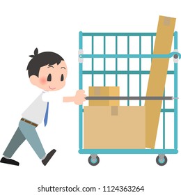 clerk who push Roll-Box-Pallet