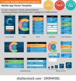 C-Letter Branded Corporate Internal Mobile App Vector Template