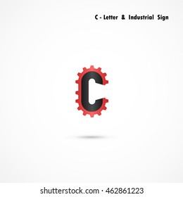 C-letter and gear icon design vector template.C-alphabet vector design.Vector illustration