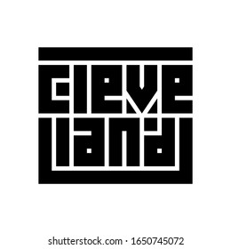 Cleveland Calligraphy Logo in black color and block code style