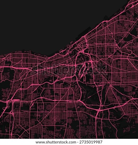 Cleveland City Map experience the refined linework and structured urban grid of this pink tintedan architectural blueprint at its core, emphasizing refined linework, with balanced composition.