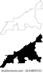 Cleveland city Ohio map outline, silhouette, contour vector