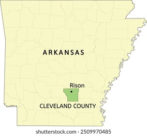 Cleveland County and city of Rison location on Arkansas state map